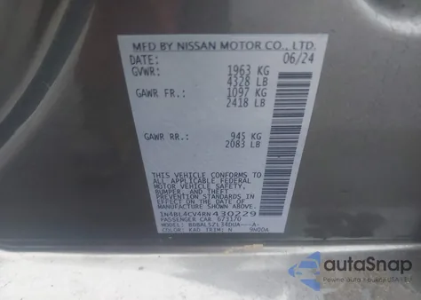 2024 Nissan Altima Sr Fwd z USA, uszkodzony, nr VIN 1N4BL4CV4RN430229